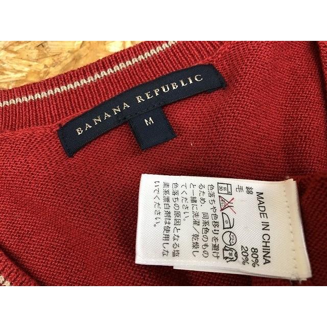 BANANA REPUBLIC バナナリパブリック M レディース(メンズ？) ニット セーター 若干薄手 Vネック アーガイル 長袖 赤×ベージュ×薄ピンク｜undo-rowa｜04