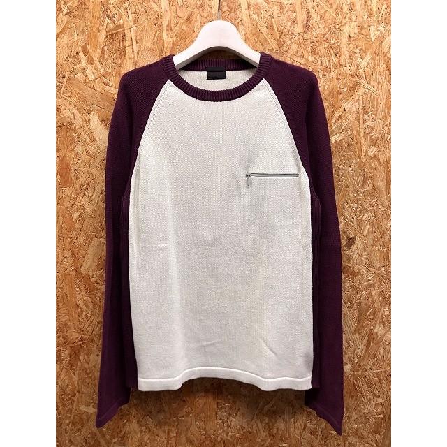 Takeo Kikuchi タケオキクチ 3 メンズ ニット セーター バイカラー 胸ポケット ラグランスリーブ 長袖 綿100 パープル オフホワイト Wl Undo Rowa ヤフー店 通販 Yahoo ショッピング