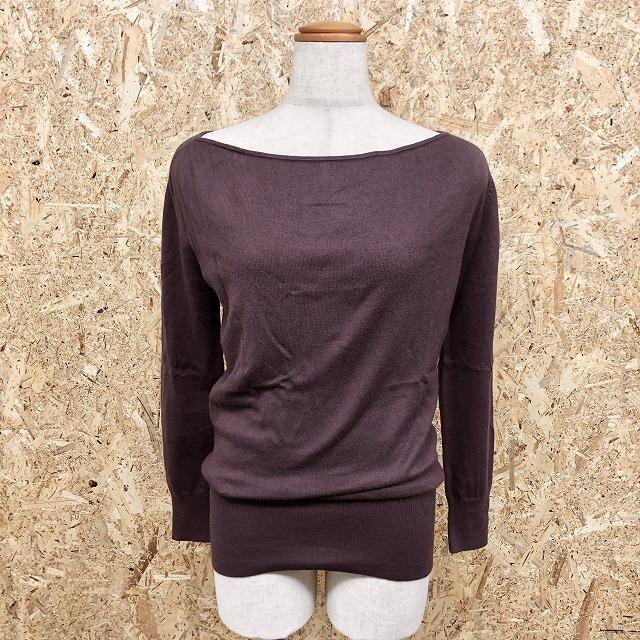 UNITED ARROWS Green Label Relaxing - - レディース(メンズ？) 薄手 ニット セーター 無地 袖に飾りボタン 長袖 - くすみパープル 紫系 | 