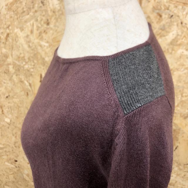 UNITED ARROWS Green Label Relaxing - - レディース(メンズ？) 薄手 ニット セーター 無地 袖に飾りボタン 長袖 - くすみパープル 紫系 |  | 01