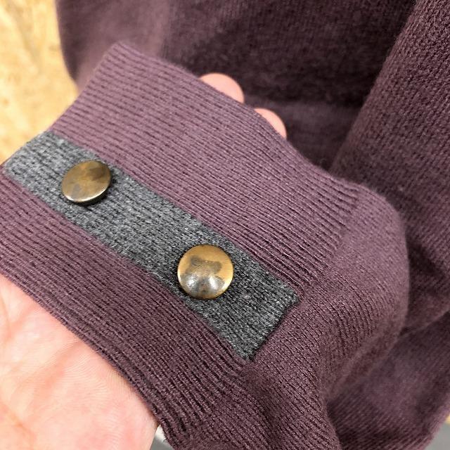 UNITED ARROWS Green Label Relaxing - - レディース(メンズ？) 薄手 ニット セーター 無地 袖に飾りボタン 長袖 - くすみパープル 紫系 |  | 02