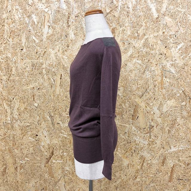 UNITED ARROWS Green Label Relaxing - - レディース(メンズ？) 薄手 ニット セーター 無地 袖に飾りボタン 長袖 - くすみパープル 紫系 |  | 03