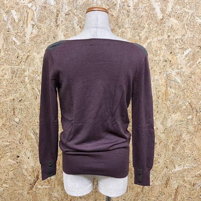 UNITED ARROWS Green Label Relaxing - - レディース(メンズ？) 薄手 ニット セーター 無地 袖に飾りボタン 長袖 - くすみパープル 紫系 |  | 04