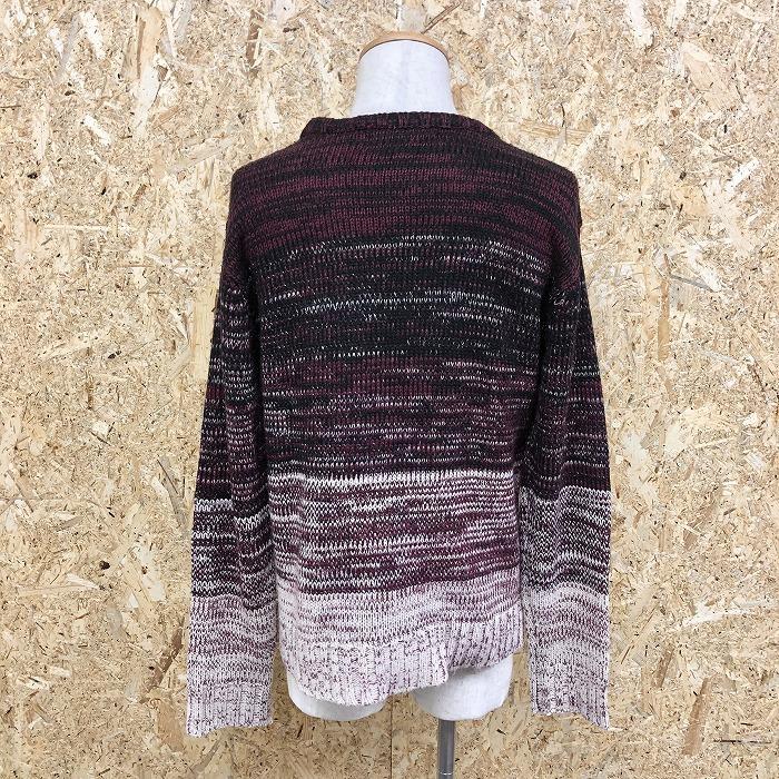 Pincponc ピンクポンク L メンズ メランジニット セーター 丸首 長袖 アクリル100% レッドパープル×オフホワイト×ブラック | Pincponc | 03