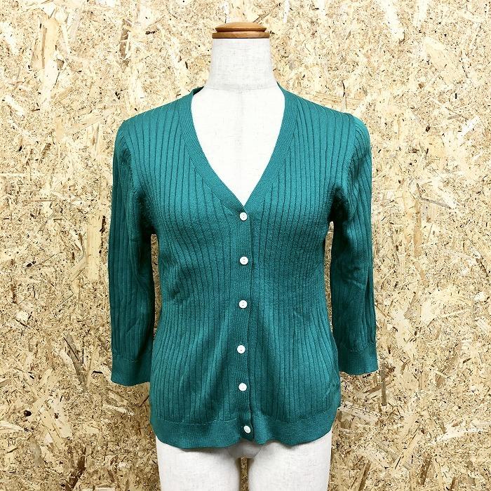 Discoat ディスコート M レディース リブニット カーディガン Vフロント ボタン留め 無地 7分袖 アクリル100 エメラルドグリーン 青緑 Wl Undo Rowa ヤフー店 通販 Yahoo ショッピング