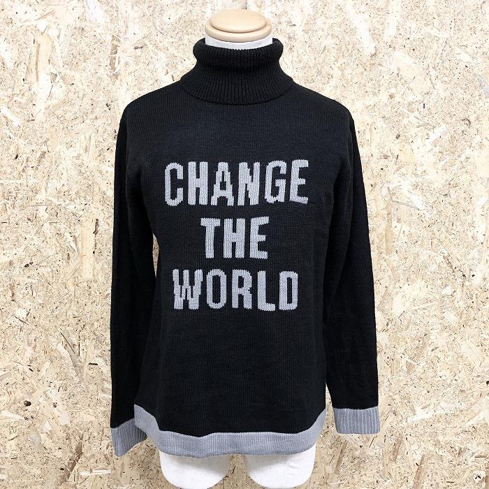 Wego Browny ウィゴー ブラウニー M メンズ ニット セーター タートルネック Change The World 長袖 アクリル100 ブラック グレー Wl Undo Rowa ヤフー店 通販 Yahoo ショッピング