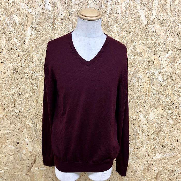 Uniqlo ユニクロ L メンズ 薄手 ニット セーター プルオーバー Vネック 無地 長袖 ロングスリーブ ウール100 ボルドー 赤紫系 Wl093 Undo Rowa ヤフー店 通販 Yahoo ショッピング