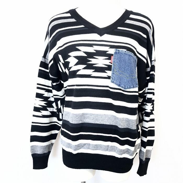 Rcwb Rodeo Crowns Wide Bowl ロデオクラウンズ F レディース ウールライクニット Vネック セーター チマヨ柄 ボーダー柄 長袖 黒 白 Wl Undo Rowa ヤフー店 通販 Yahoo ショッピング