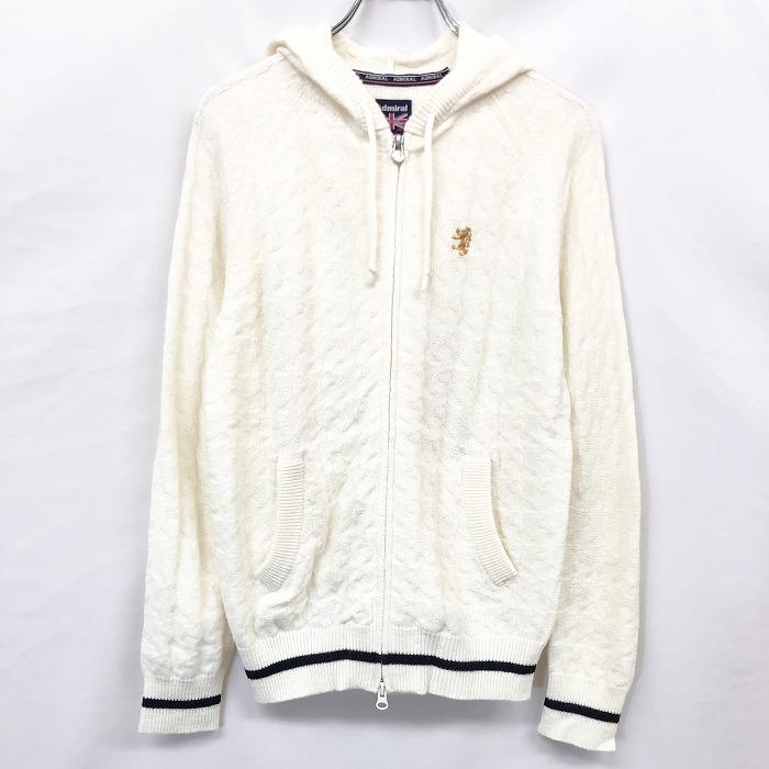 【アドミラルゴルフ】ニットパーカー　Mサイズ　ホワイト　ダブルジップ　レディース Admiral ADMIRAL GOLF アドミラル M レディース 若干薄手 ニット