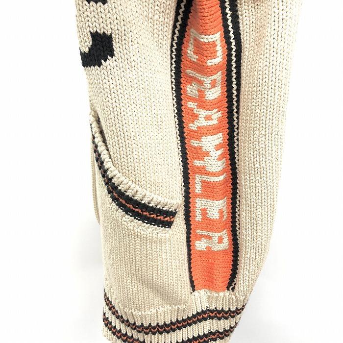 【新品】BACK STREET CRAWLER ハンドメイドニット カーディガン ジップアップ 長袖 綿100% L ライトベージュ系 メンズ(レディース？) |  | 01