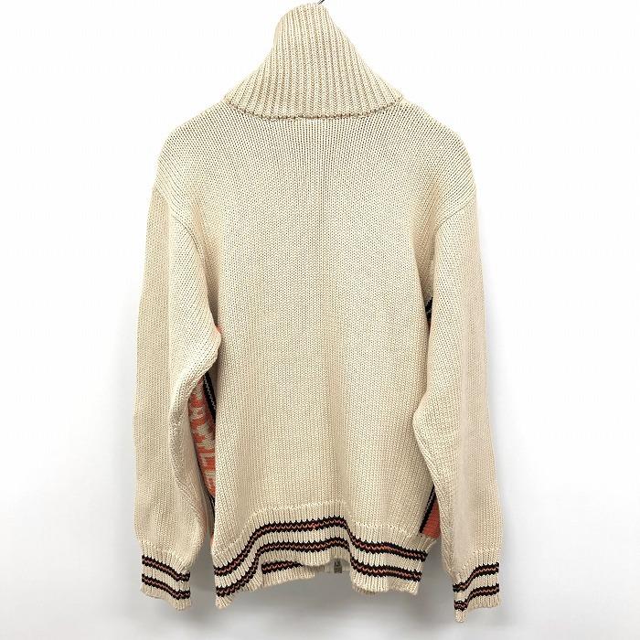 【新品】BACK STREET CRAWLER ハンドメイドニット カーディガン ジップアップ 長袖 綿100% L ライトベージュ系 メンズ(レディース？) |  | 02