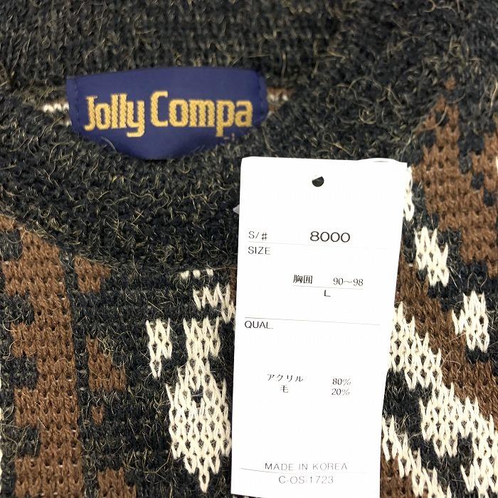 新品】Jolly Compa プルオーバー ニット セーター 総柄 丸首 長袖