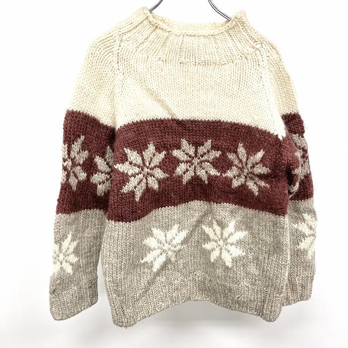 VIRGIN VOYAGE 若干厚手 ニット セーター ノルディック 長袖 ウール100