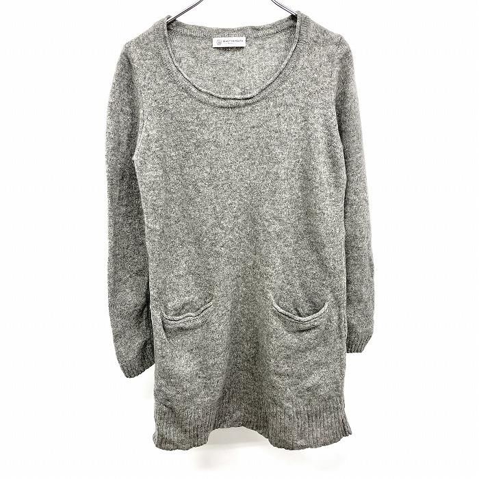 BEAUTY＆YOUTH UNITED ARROWS ニットワンピース ニットチュニック 裏地無し 無地 スリムフィット 長袖 ウール100% 杢グレー レディース | BEAUTY＆YOUTH UNITED ARROWS