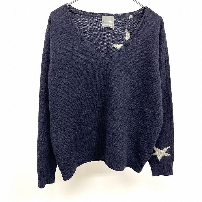 niko and…（ニコアンド） ニット セーター 星柄 Vネック 長袖 ウール