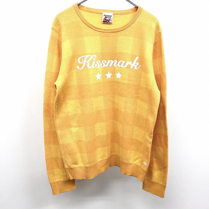 【美品】MARK&LONA ゴルフセーター 46 イエロー kissmark キスマーク ゴルフ Golf ニット セーター チェック
