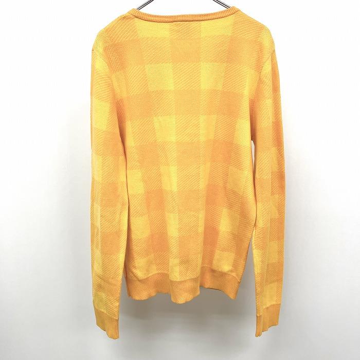 【美品】MARK&LONA ゴルフセーター 46 イエロー kissmark キスマーク ゴルフ Golf ニット セーター チェック