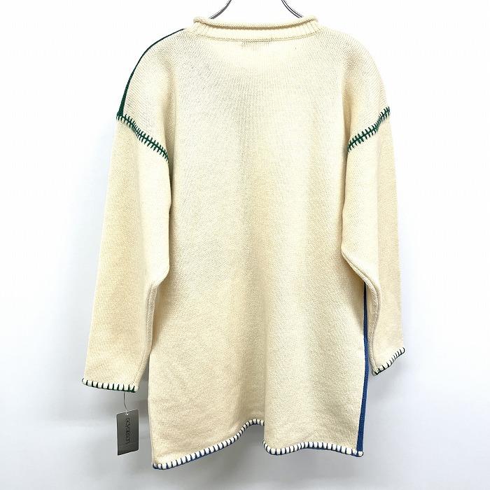 ゲイギブソン 【新品】GAY GIBSON ニットチュニック セーター 長袖 ベルクロ留めの肩パッド 毛100% 11AR L 生成り×緑×赤×黄 レディース |  | 01