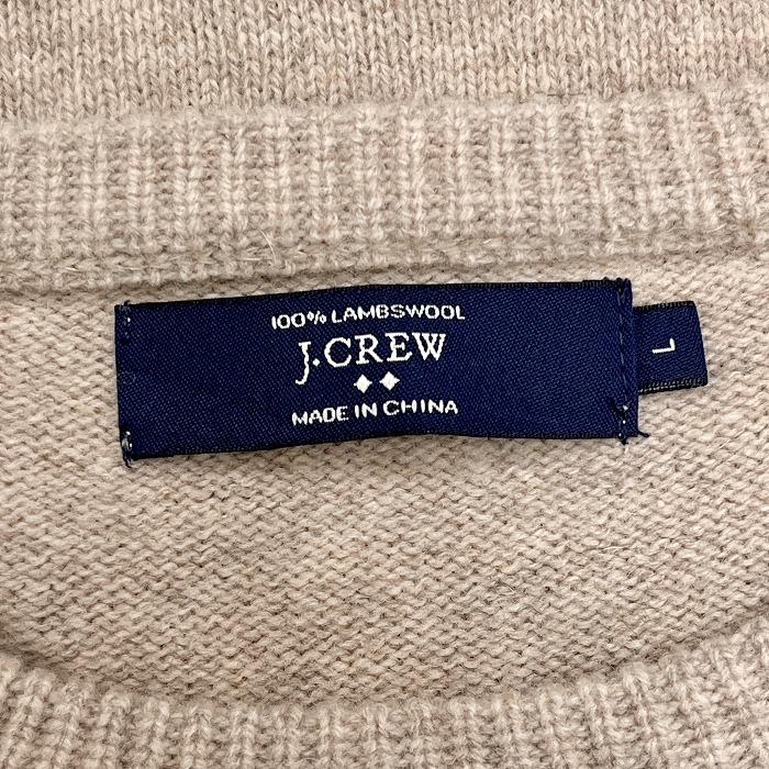 ジェイクルー J.CREW ニット セーター 長袖 フリーダムスリーブ 無地 丸首 ラムウール100% L メランジ ベージュ メンズ(レディース？)｜undo-rowa｜03