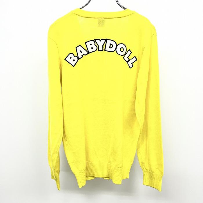 ベビードール BABYDOLL カーディガン ニット 長袖 両面ロゴ刺 綿×アクリル F イエロー 黄×黒×白 レディース (キッズ？)