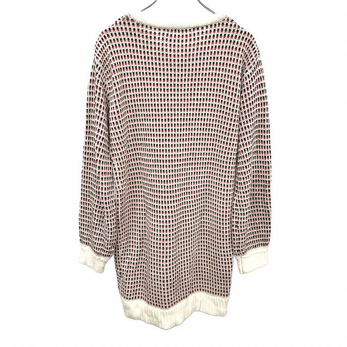 スライ SLY ニットワンピース ロング丈セーター 丸首 長袖 プルオーバー アクリル100% Free レッド 赤×黒×緑系×オフホワイト レディース | SLY | 01