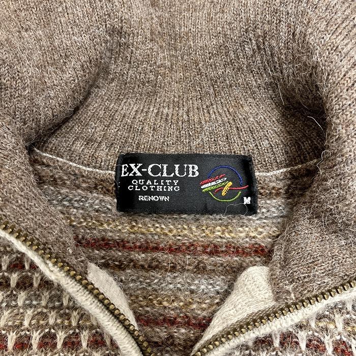 RENOWN EX-CLUB 長毛 ニット セーター ボーダー ハイネック ハーフジップ 長袖 毛×アルパカ M 茶系×赤×黄×グレー×ベージュ メンズ｜undo-rowa｜04