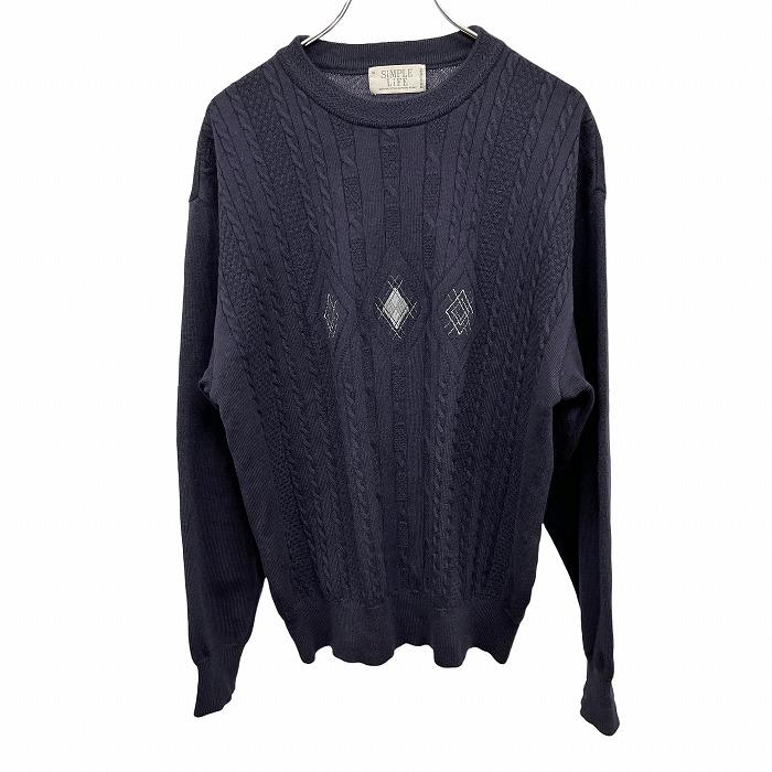 SIMPLE LIFE（シンプルライフ） ケーブルニット セーター アーガイル