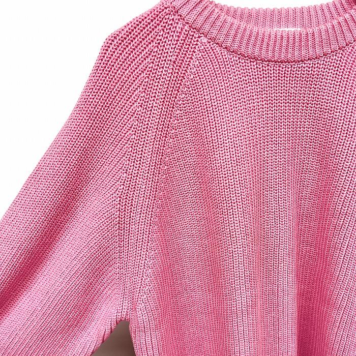 タクティクスデザイン TACTICS DESIGN リブニット セーター ラグランスリーブ 無地 長袖 丸首 プルオーバー 綿100% M ピンク メンズ |  | 01