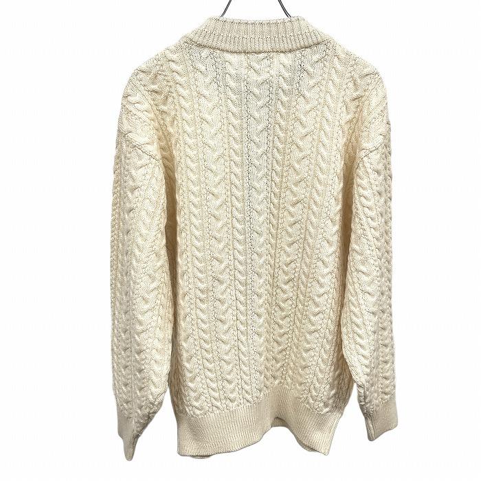 PATOS L'UOMO ケーブルニット 丸首 カーディガン ボタン留め