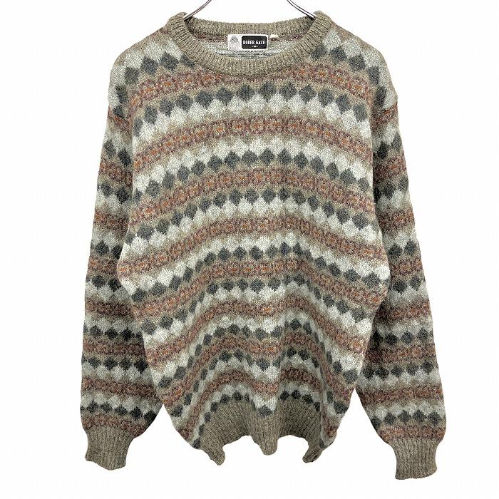 DOBER GATE ニット セーター ダイヤ柄のボーダー スリムフィット