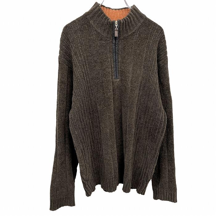 SPARIO リブニット セーター ハーフジップ モックネック 長袖 アクリル