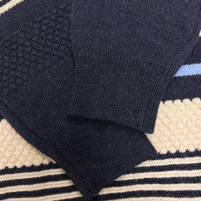 ノーリーズライト 【新品】NOLLEY'S Light ポップコーンニット セーター ボーダー 長袖 ウール100% L ネイビー 紺×ベージュ レディース | NOLLEY'S | 03