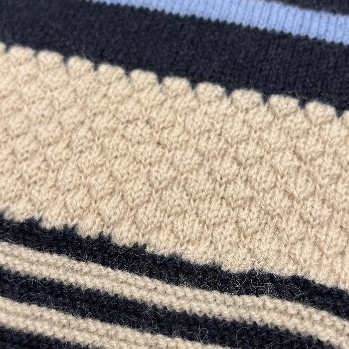 ノーリーズライト 【新品】NOLLEY'S Light ポップコーンニット セーター ボーダー 長袖 ウール100% L ネイビー 紺×ベージュ レディース | NOLLEY'S | 04