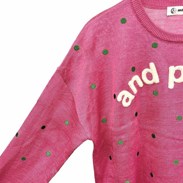 アンパスィ and per se 薄手 ニット セーター 刺繍のドット柄 ハサミ