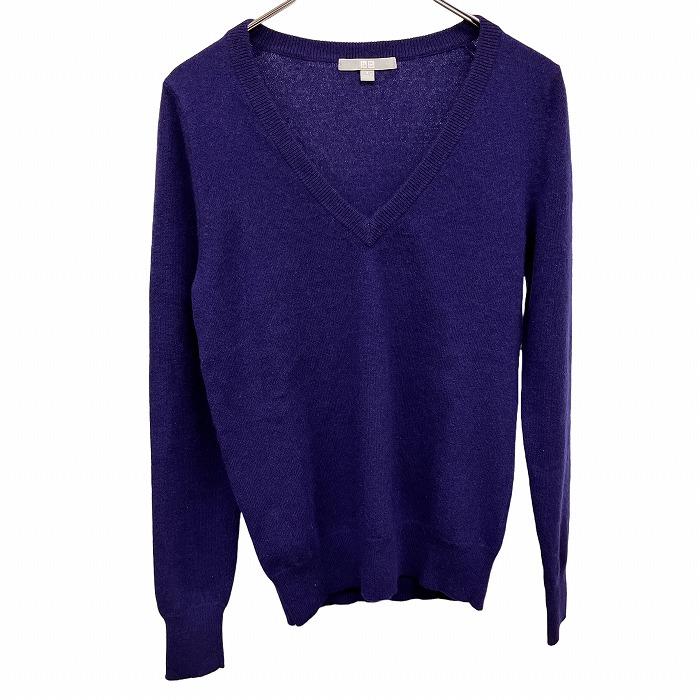 ユニクロ UNIQLO 薄手 ニット セーター Vネック 無地 長袖 プルオーバー ロングスリーブ カシミヤ100% S ネイビー 紺 レディース | ユニクロ