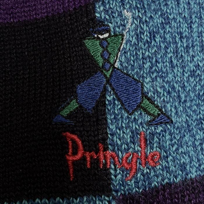 プリングル Pringle ニット セーター ブロックチェック 長袖 スコットランド製 古着 ウール×アクリル M パープル 紫×杢青×黒 メンズ |  | 02