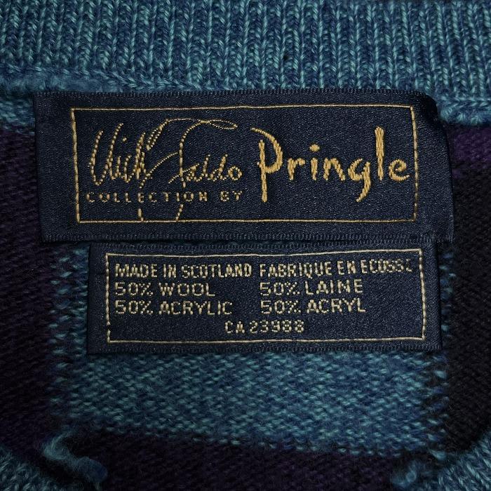 プリングル Pringle ニット セーター ブロックチェック 長袖 スコットランド製 古着 ウール×アクリル M パープル 紫×杢青×黒 メンズ |  | 03