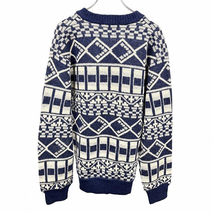 JOSER 総柄ニット セーター Vネック 長袖 プルオーバー ロングスリーブ アクリル×ナイロン ブルー 青×グレー×オフホワイト メンズ |  | 01