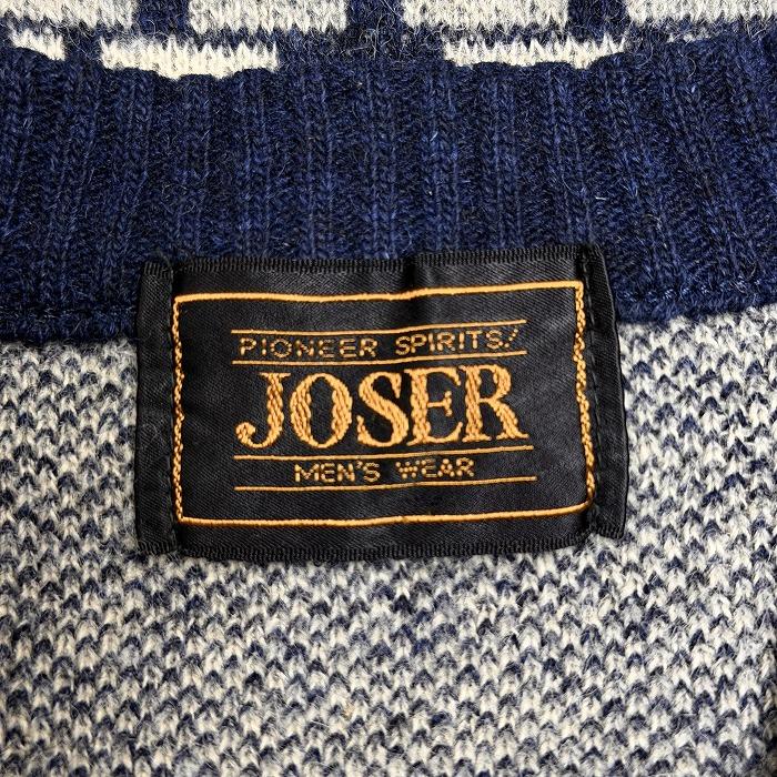 JOSER 総柄ニット セーター Vネック 長袖 プルオーバー ロングスリーブ アクリル×ナイロン ブルー 青×グレー×オフホワイト メンズ |  | 03