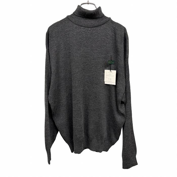 ゲーリープレーヤー 【新品】Gary Player タートルネック ニット セーター ロゴ刺繍 長袖 日本製 アクリル×ウール L ヘザーグレー メンズ | 