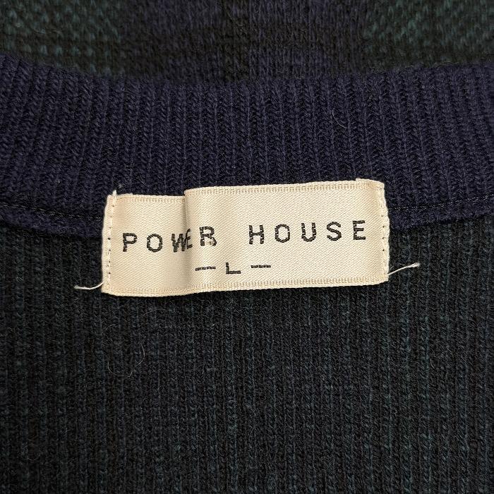 POWER HOUSE Vネックセーター ニット チェック 長袖 日本製 毛×ナイロン L グリーン×ネイビー×ブラック 緑×紺×黒 メンズ |  | 04