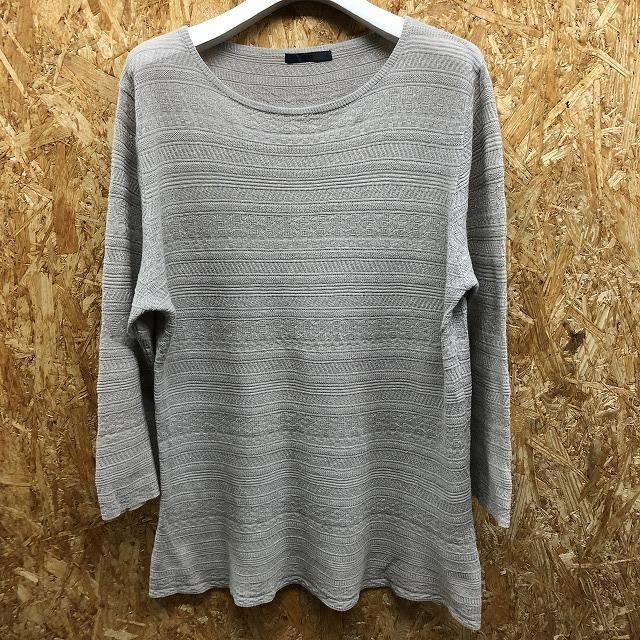 Hare ハレ Sサイズ メンズ 薄手 ニット セーター 半端袖 ジャカードボーダー 丸首 ラウンドネック 麻 綿 グレージュ系 Ws001 Undo Rowa ヤフー店 通販 Yahoo ショッピング