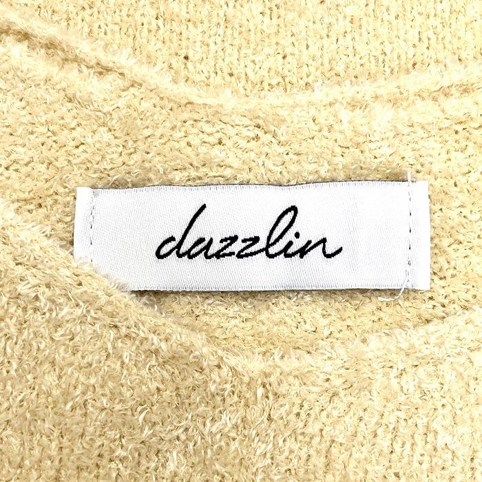ダズリン dazzlin ショート丈 プルオーバー パイルニット セーター 両面Vネック 無地 半袖 ナイロン100% F クリームイエロー系 売れ筋商品|||レディース dazzlin ダズリン ショート丈 プルオーバー パイルニット