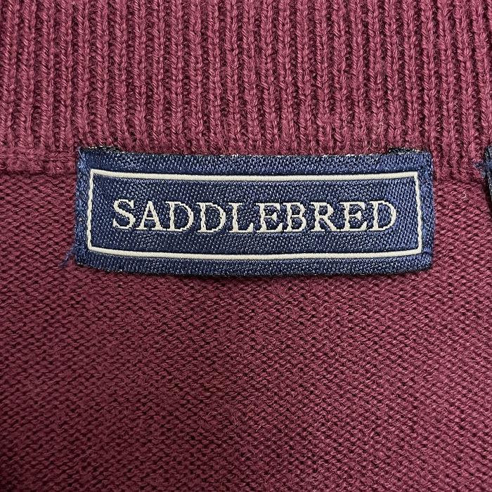 SADDLEBRED ニット ベスト ノースリーブ セーター 無地 Vネック プルオーバー 綿100% コットン100% XL LL ワインレッド 赤紫系 メンズ |  | 03