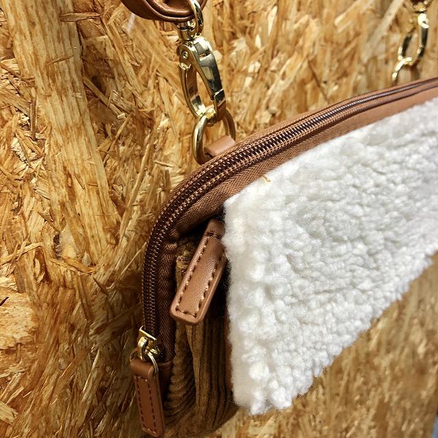 Honeys ハニーズ - レディース 2way ミニショルダーバッグ×ポーチ かばん カバン コーデュロイ ストラップ脱着可 - ブラウン×ホワイト | Honeys | 03