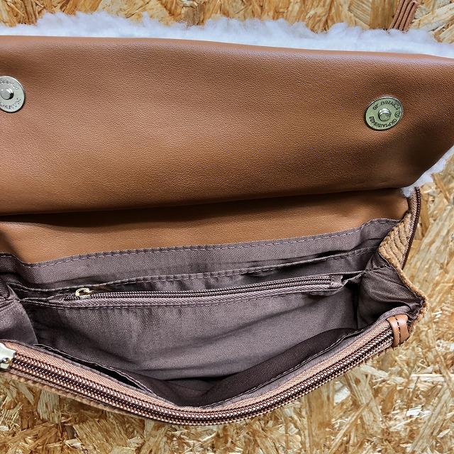 Honeys ハニーズ - レディース 2way ミニショルダーバッグ×ポーチ かばん カバン コーデュロイ ストラップ脱着可 - ブラウン×ホワイト | Honeys | 05