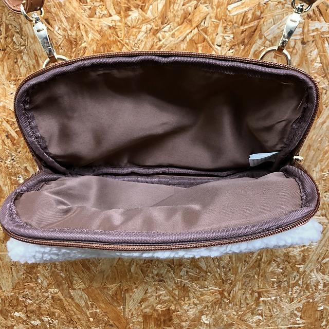 Honeys ハニーズ - レディース 2way ミニショルダーバッグ×ポーチ かばん カバン コーデュロイ ストラップ脱着可 - ブラウン×ホワイト | Honeys | 07