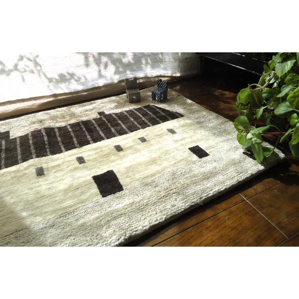 「いえ」　デザイン脇阪克二　45×65cm/手織り/無染色/ウール/玄関マット 　undyed+アンダイドプラスオリジナルラグ　 |  | 02