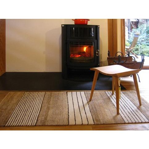 ラグ「ライン」 大　デザイン脇阪克二 　 150×70cm/手織り/無染色/ウール/アンダイドプラスオリジナル ラグ　 | 