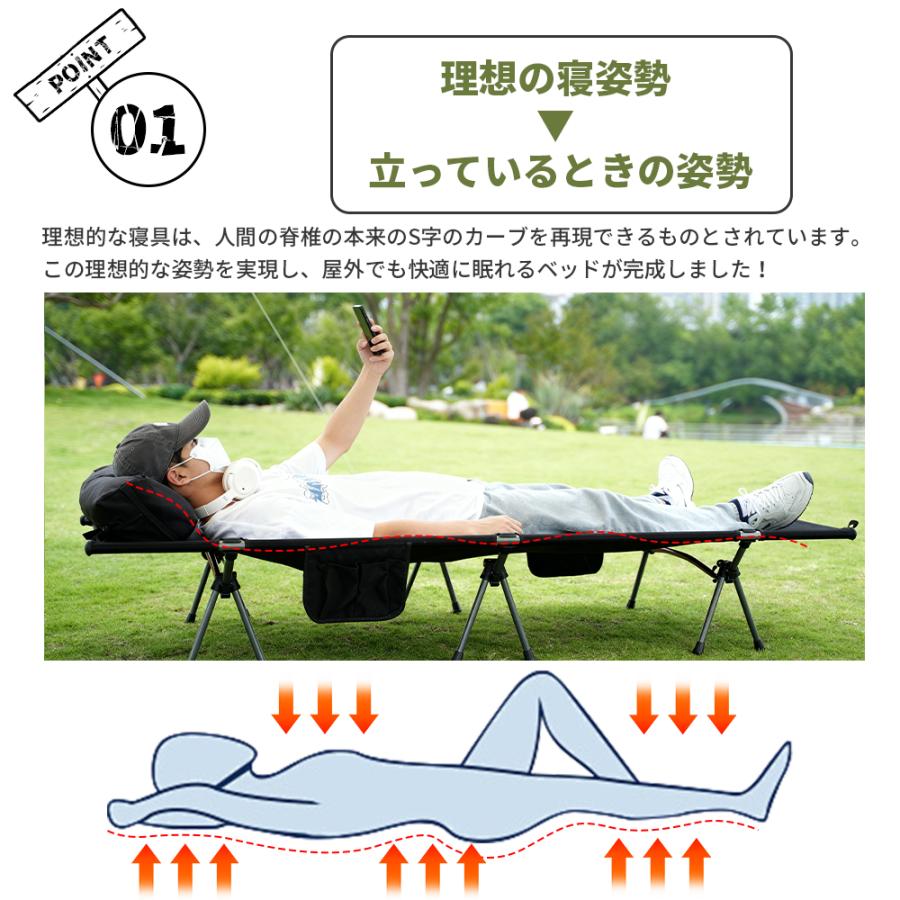 キャンプ コット アウトドア ベッド Gaifsuai コット キャンプ アウトドア ベッド 3WAY ハイ/ロー